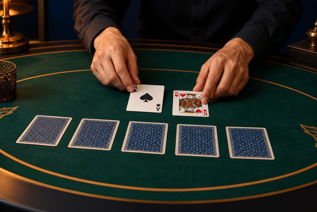 Editorial card-table illustration for the NYSpins rules guide